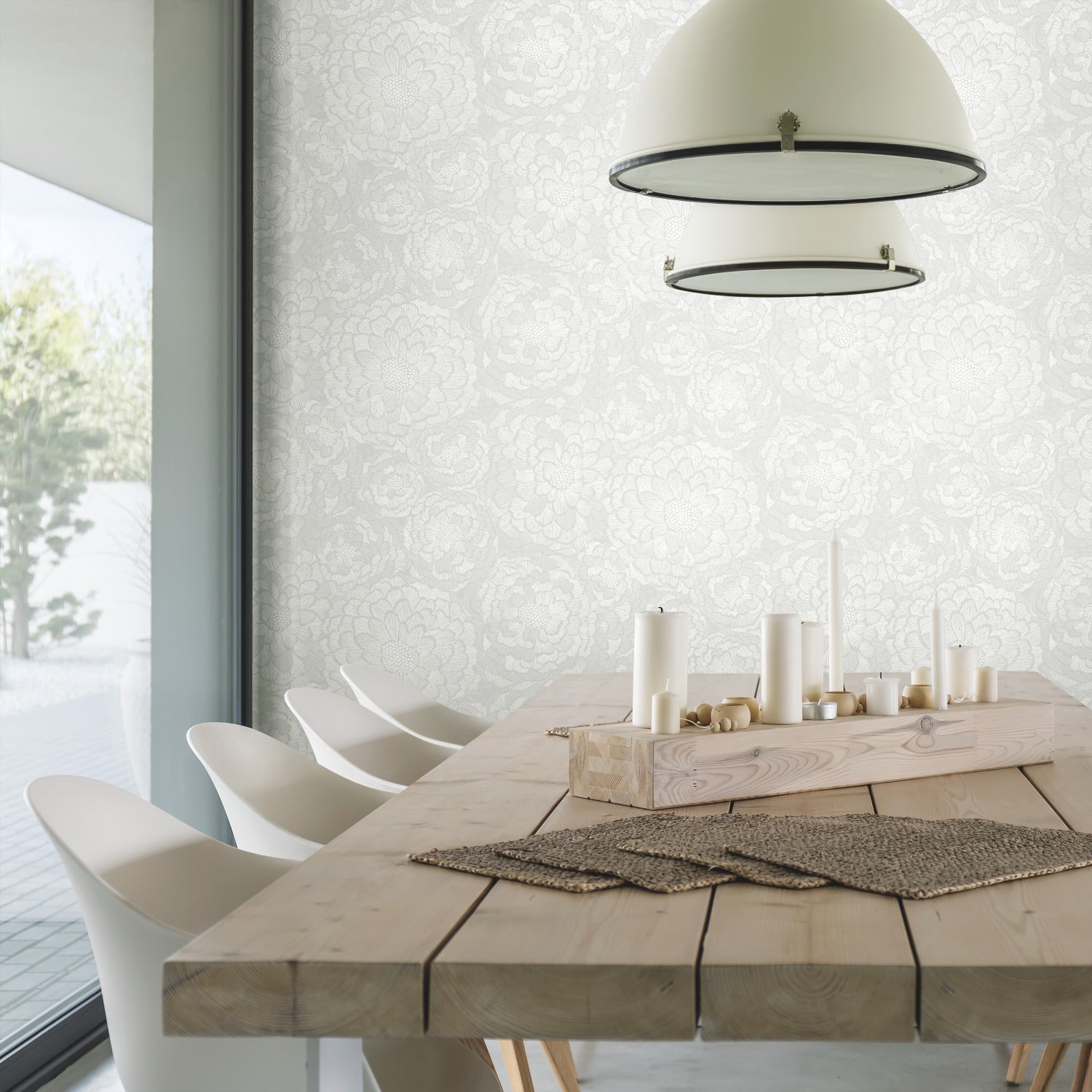 Zen Dahlia P&S Wallpaper in a room setting
