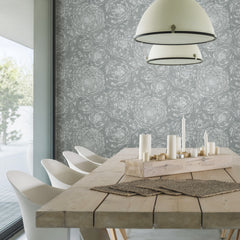 Zen Dahlia P&S Wallpaper in a room setting
