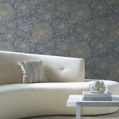 Zen Dahlia P&S Wallpaper in a room setting