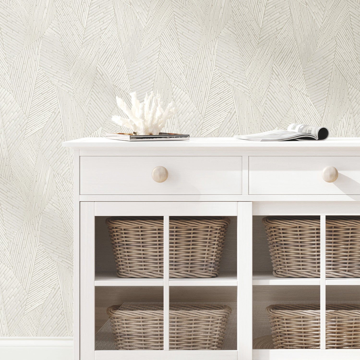 Woven Reed Stitch P&S Wallpaper in a room setting