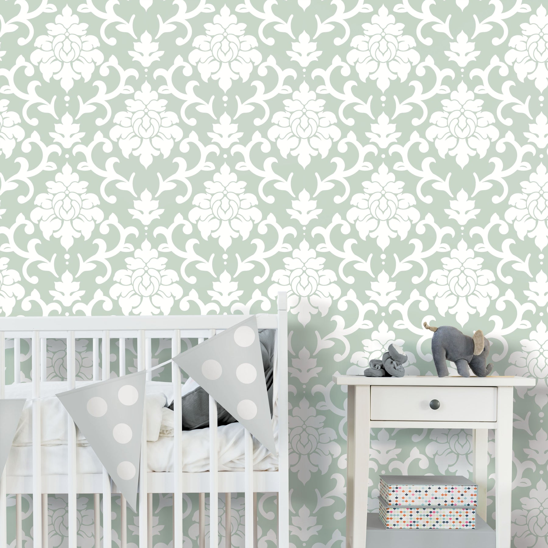 Damask Peel & Stick Wallpaper in a room setting
