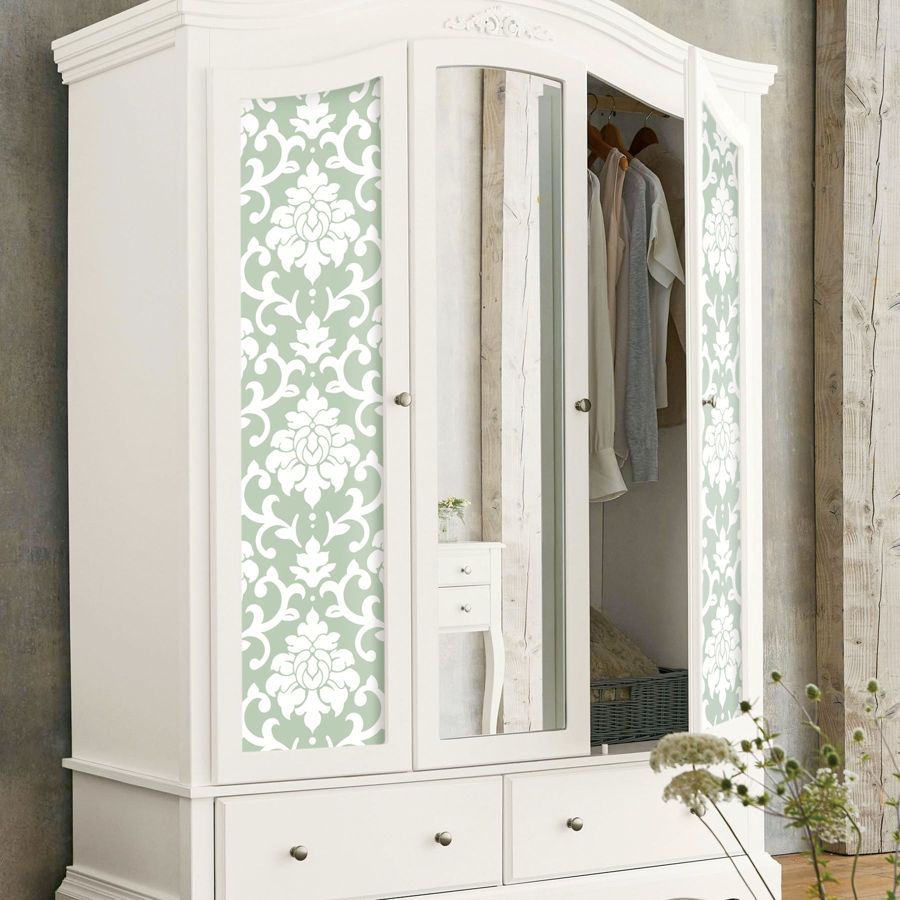 Damask Peel & Stick Wallpaper in a room setting
