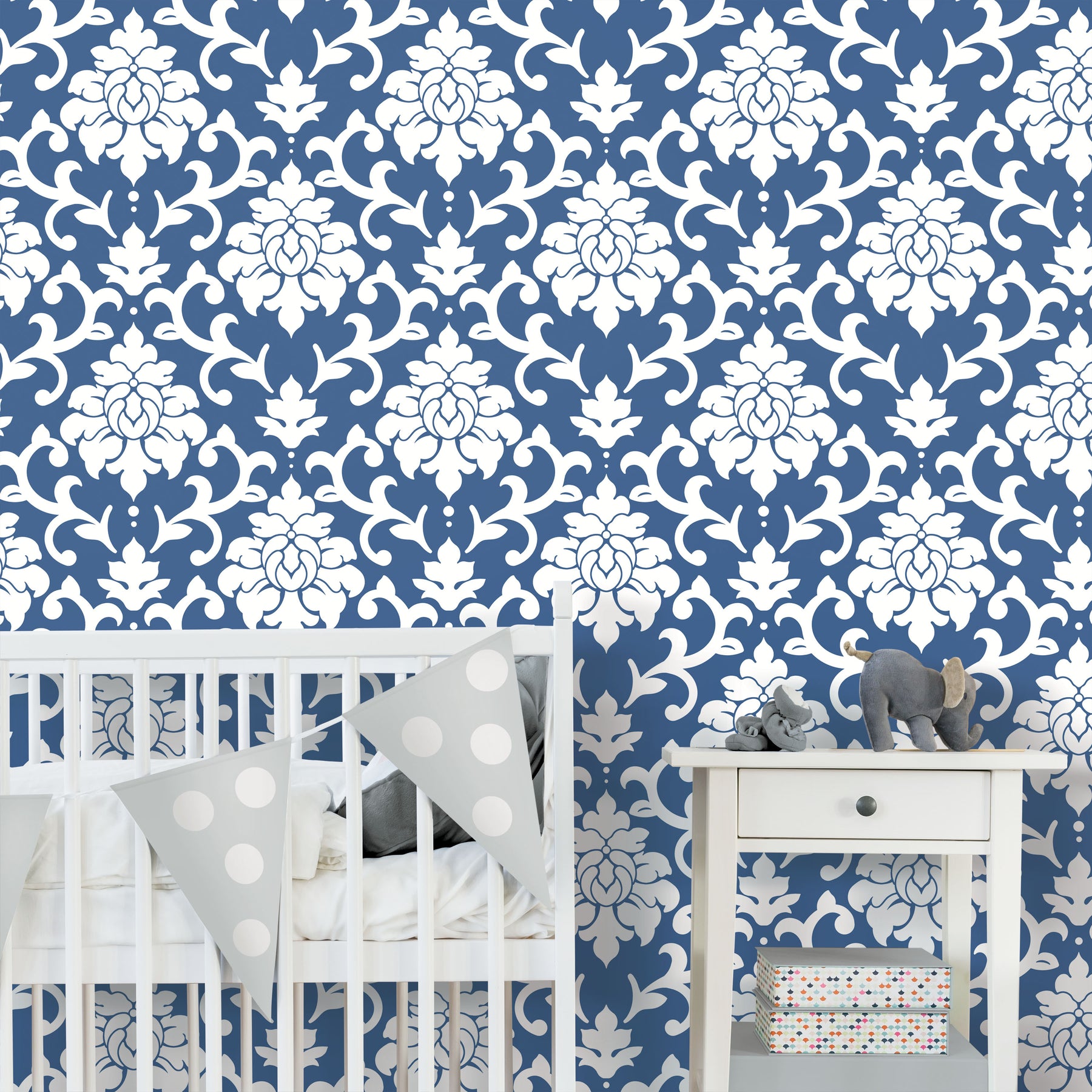 Damask Peel & Stick Wallpaper in a room setting