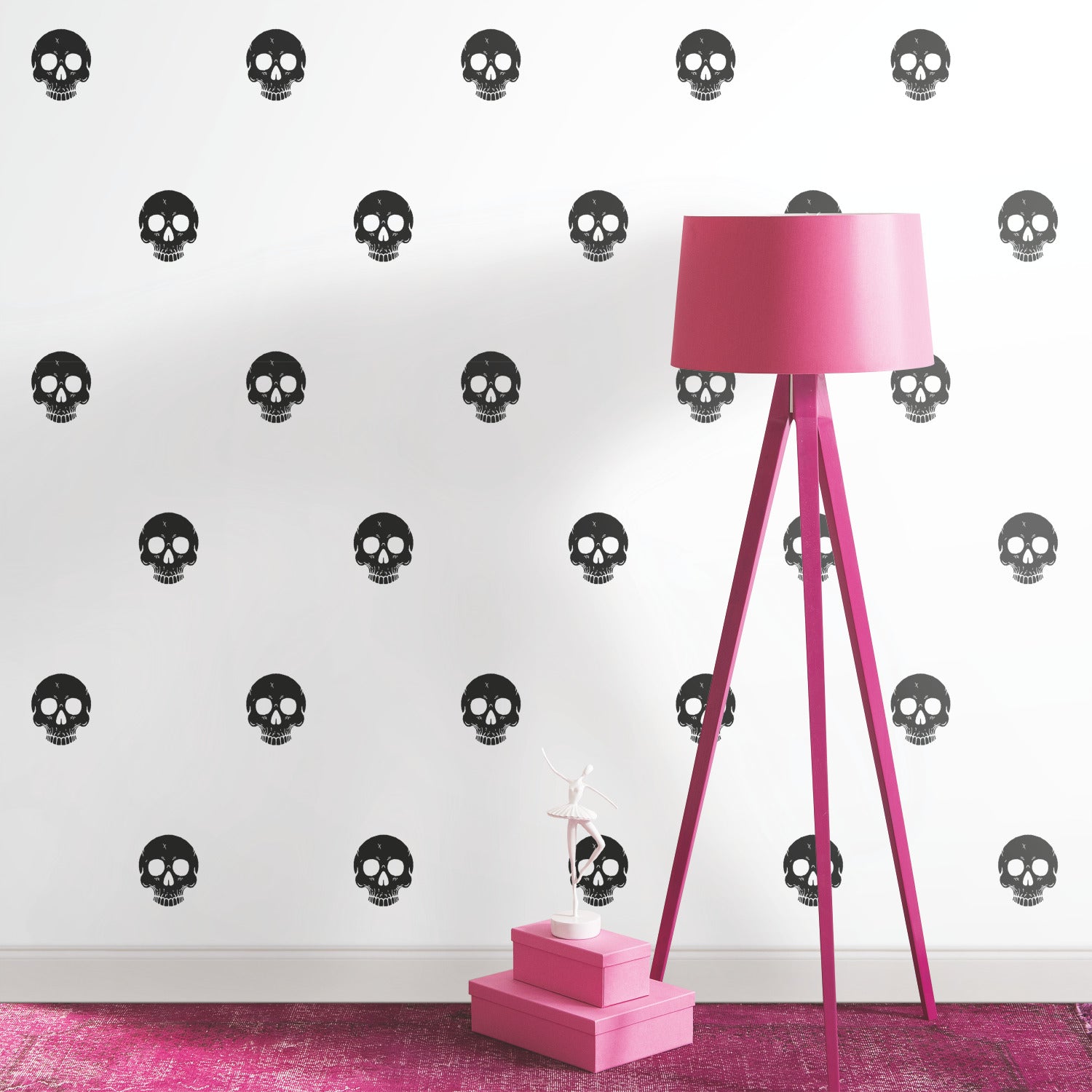 Disney Cruella Glamour Skulls P&S Wallpaper in a room setting