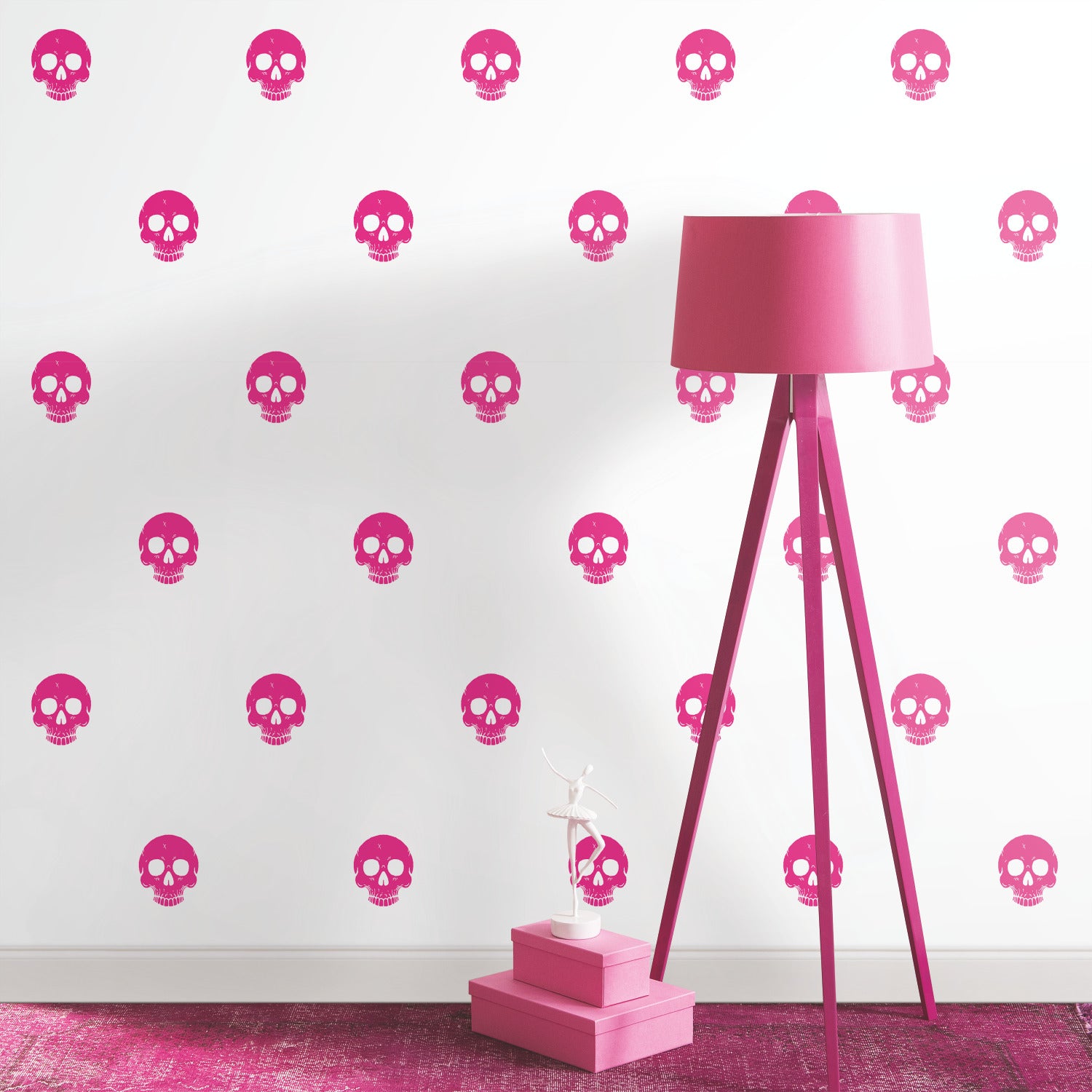 Disney Cruella Glamour Skulls P&S Wallpaper in a room setting