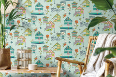 Caribbean P&S Wallpaper in a room setting