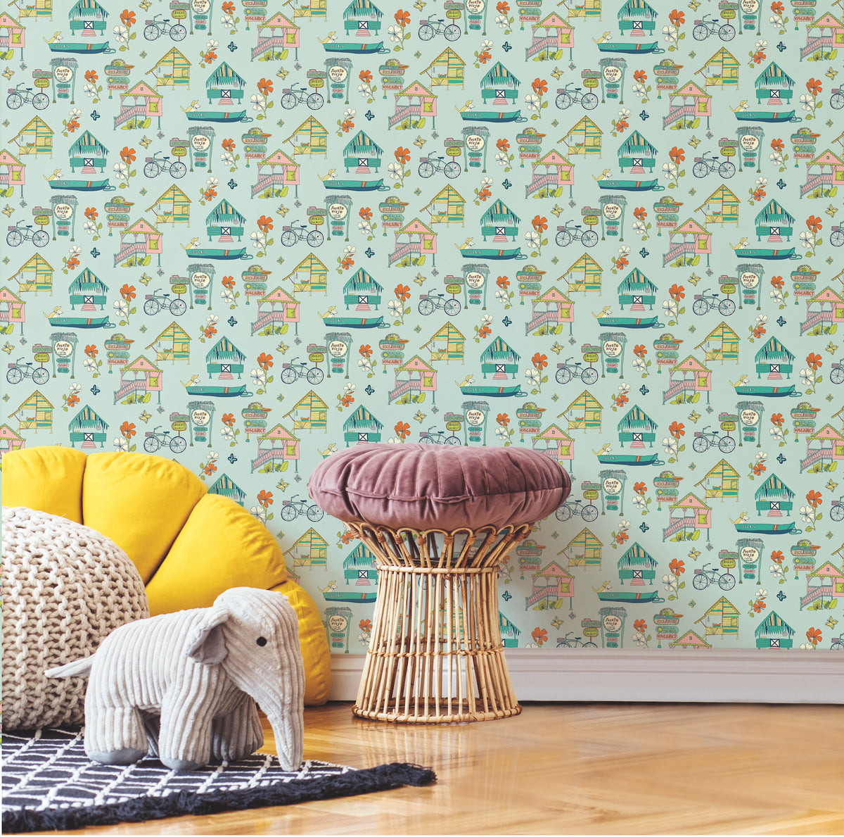 Caribbean P&S Wallpaper in a room setting