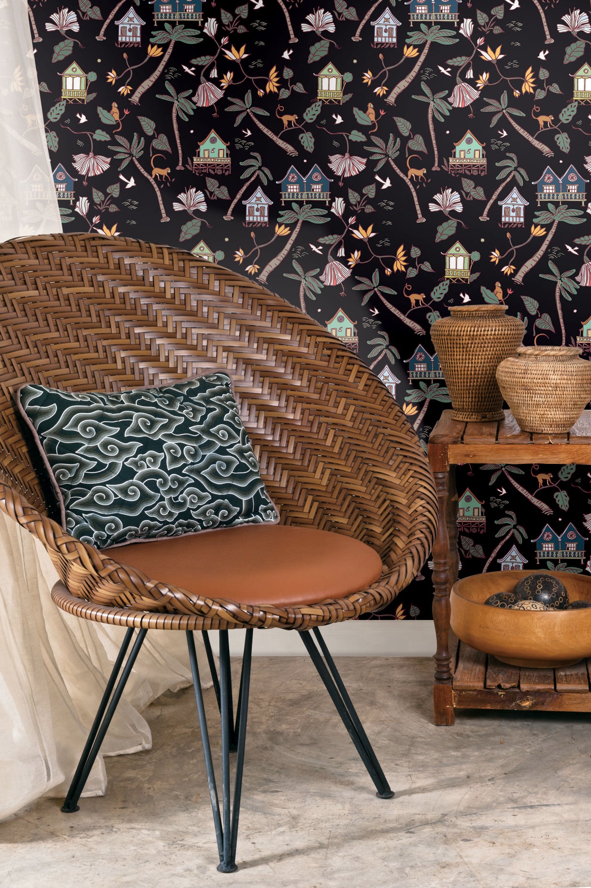 Calypso Jungle P&S Wallpaper in a room setting