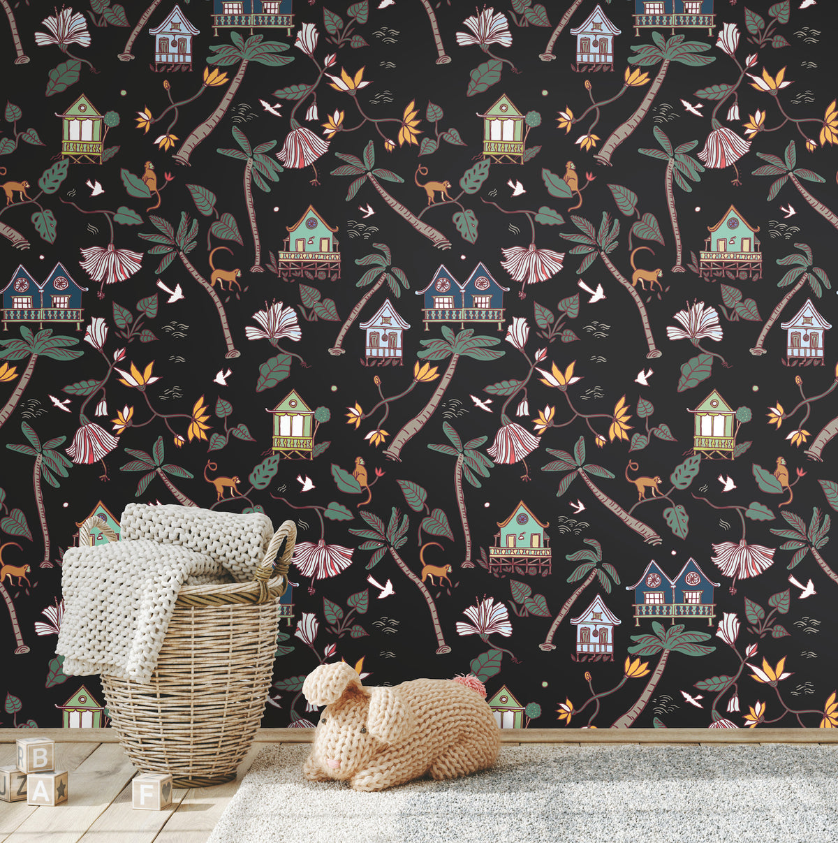 Calypso Jungle P&S Wallpaper in a room setting