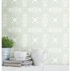 Overlapping Medallions P&S Wallpaper in a room setting