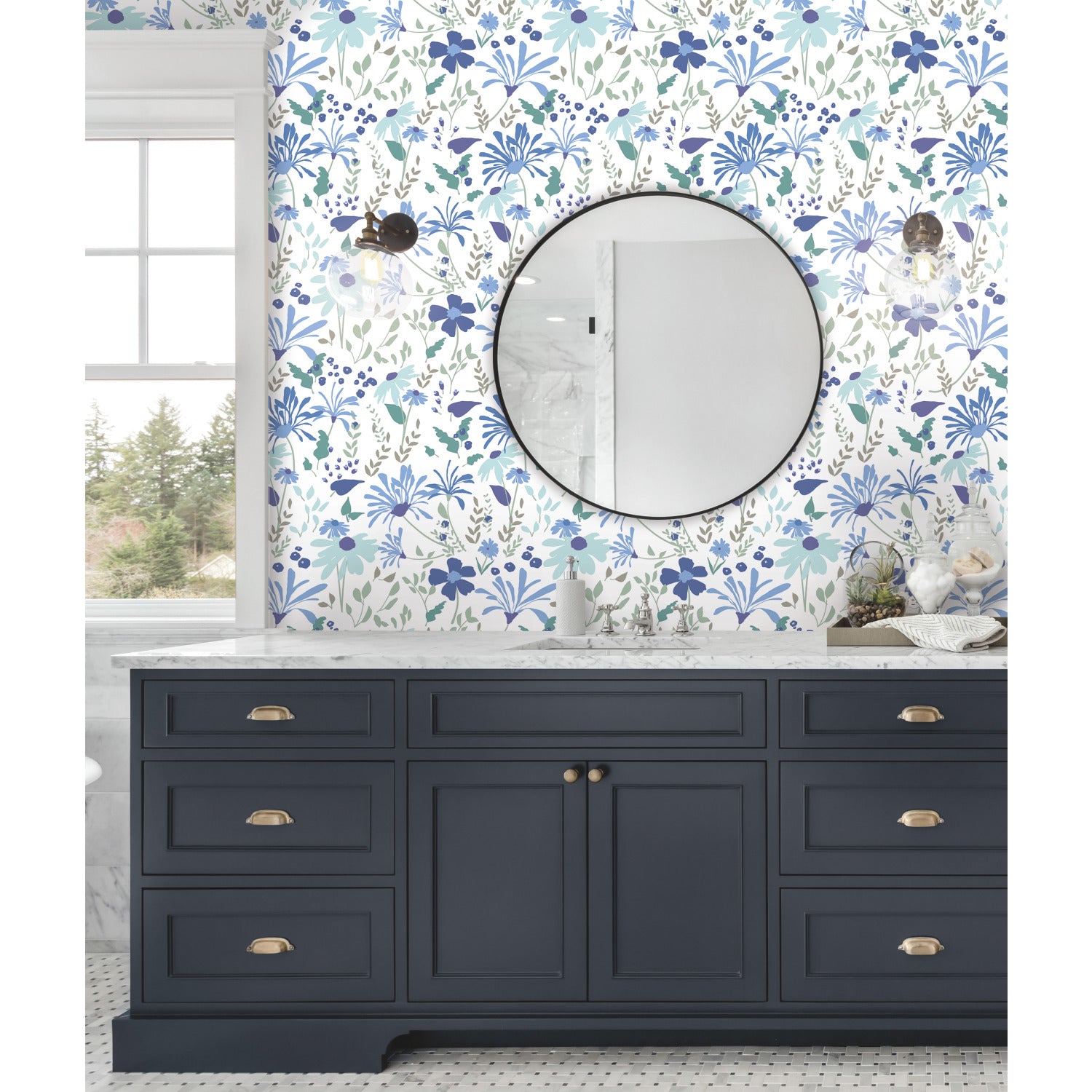 Bella Garden Peel & Stick Wallpaper in a room setting