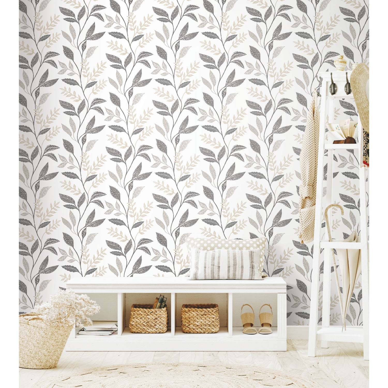Cottage Vine P&S Wallpaper in a room setting