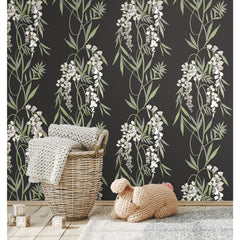 Nouveaux Wisteria P&S Wallpaper in a room setting