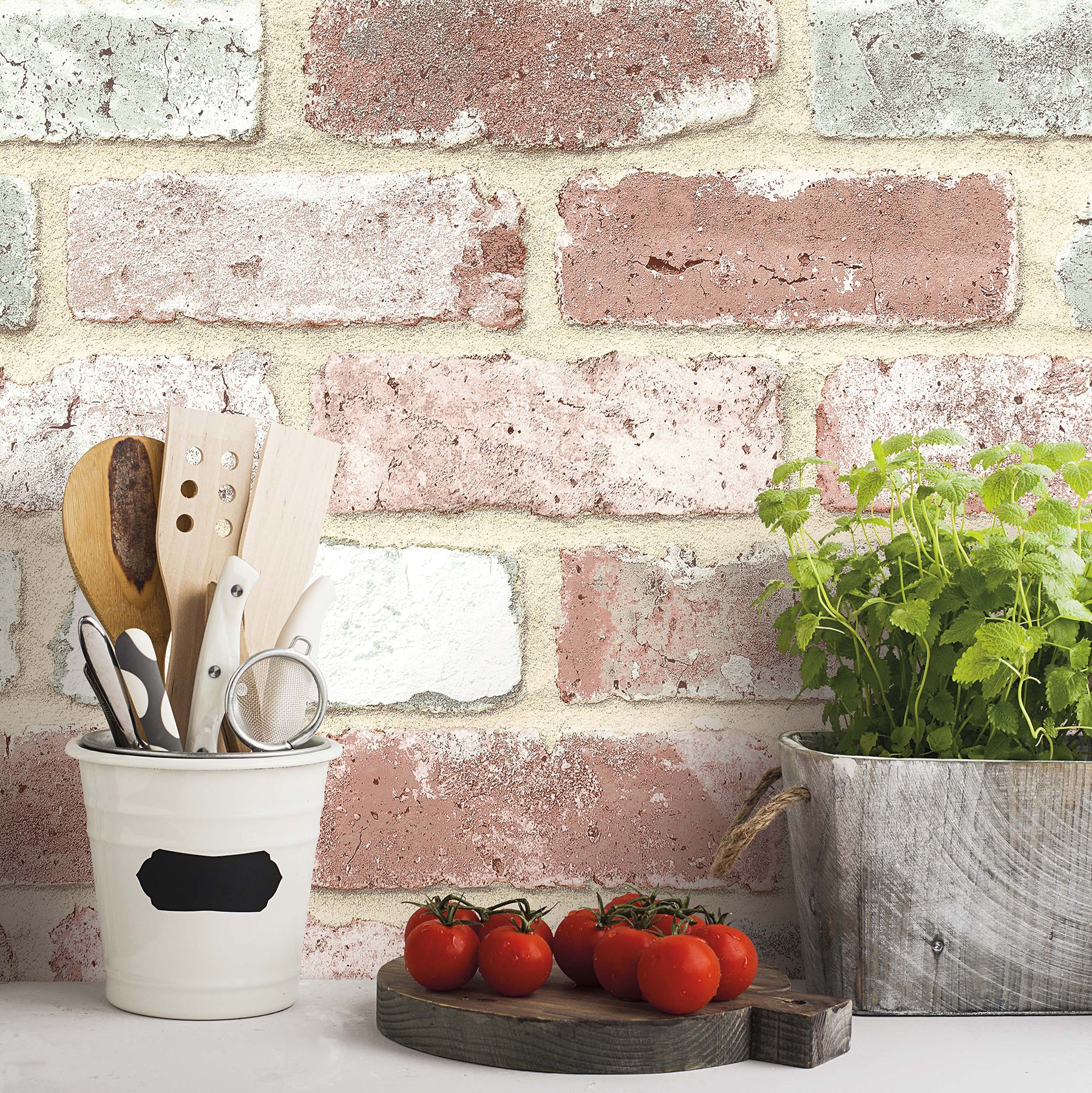 Reclaimed Brick Peel and Stick Wallpaper in a room setting