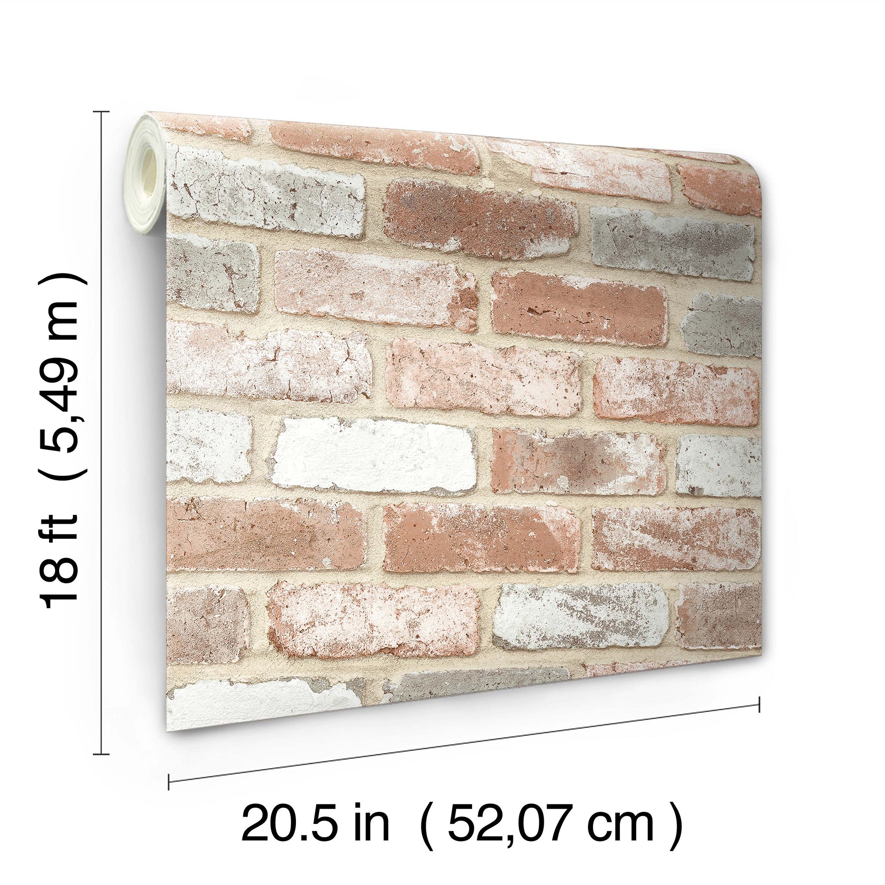 Reclaimed Brick Peel and Stick Wallpaper - dimensions