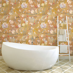 Yoga Goddesses P&S Wallpaper in a room setting