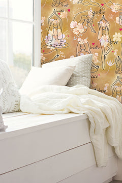 Yoga Goddesses P&S Wallpaper in a room setting