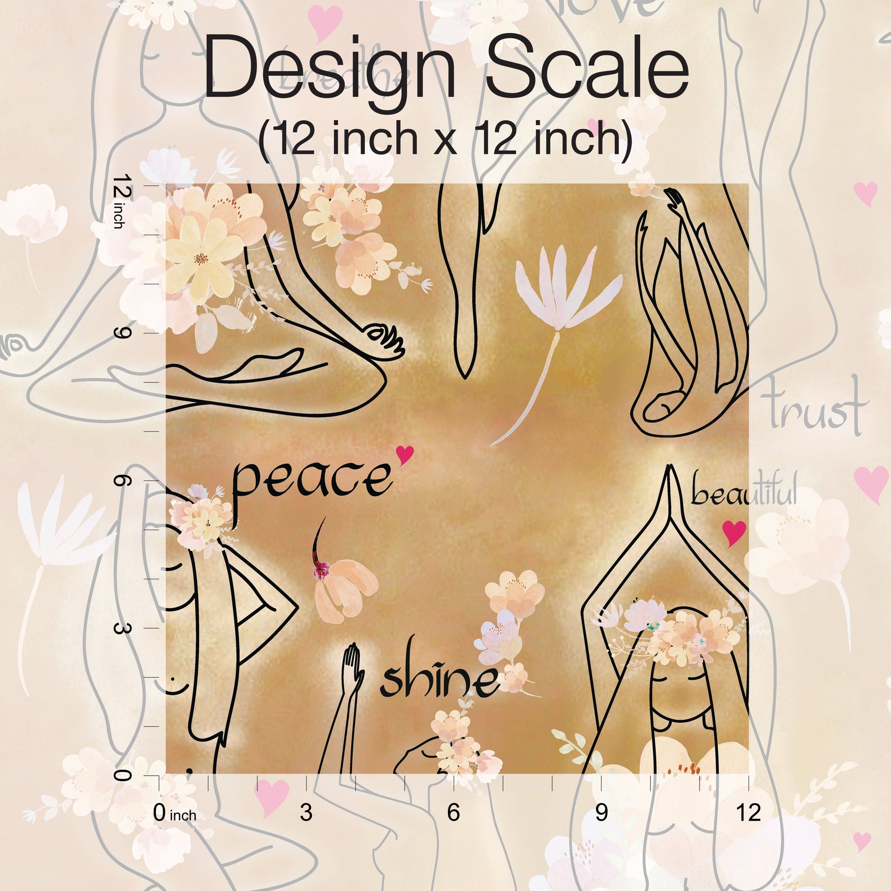 Yoga Goddesses P&S Wallpaper pattern close-up