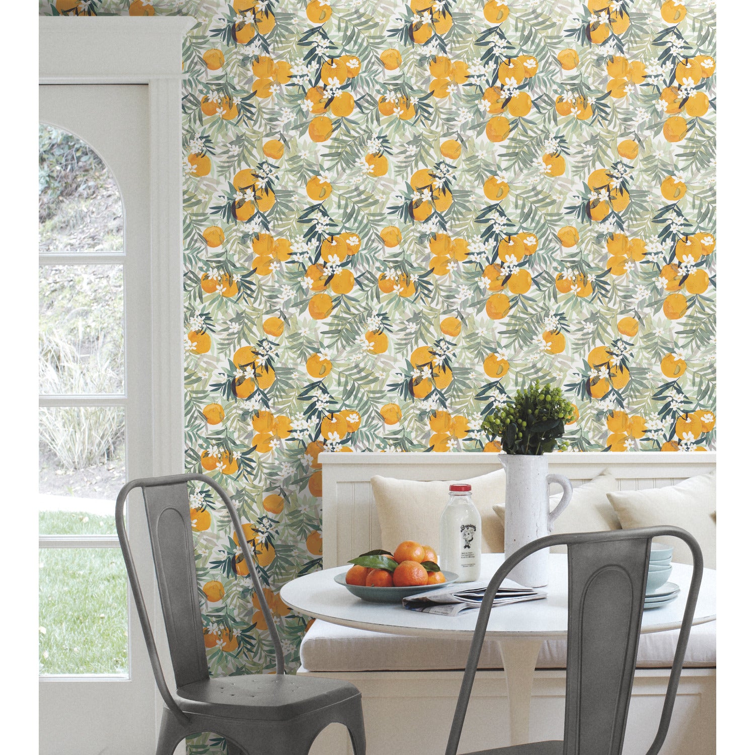 Orange Blossom Peel and Stick Wallpaper in a room setting
