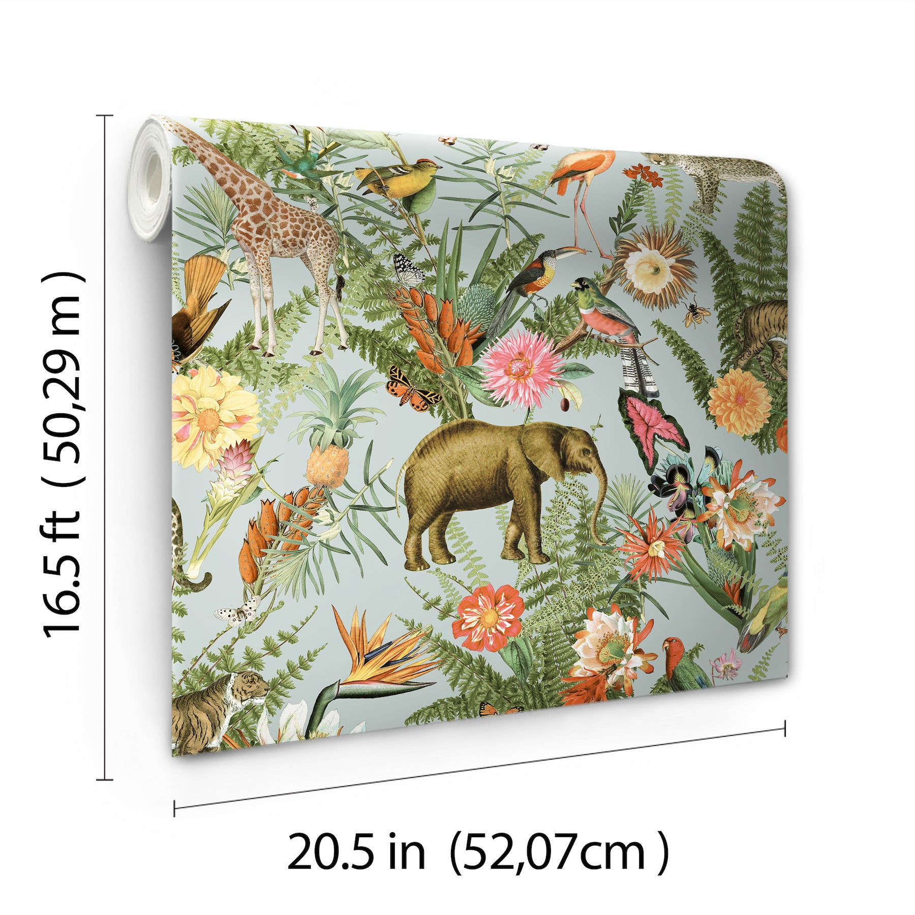 Tropical Zoo Peel & Stick Wallpaper - dimensions