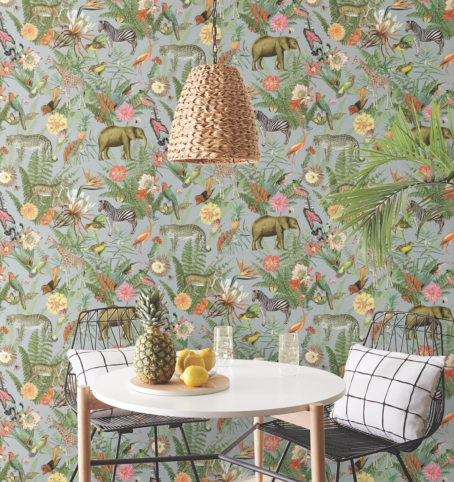 Tropical Zoo Peel & Stick Wallpaper in a room setting