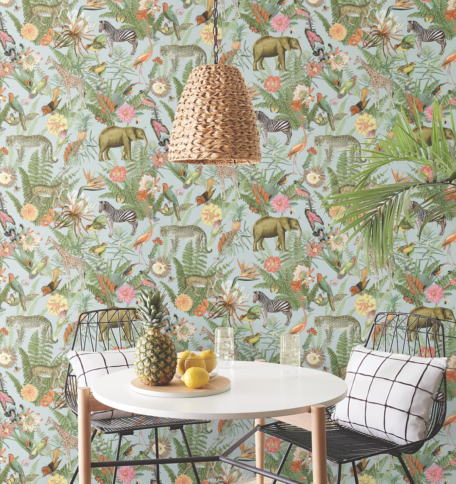 Tropical Zoo Peel & Stick Wallpaper in a room setting