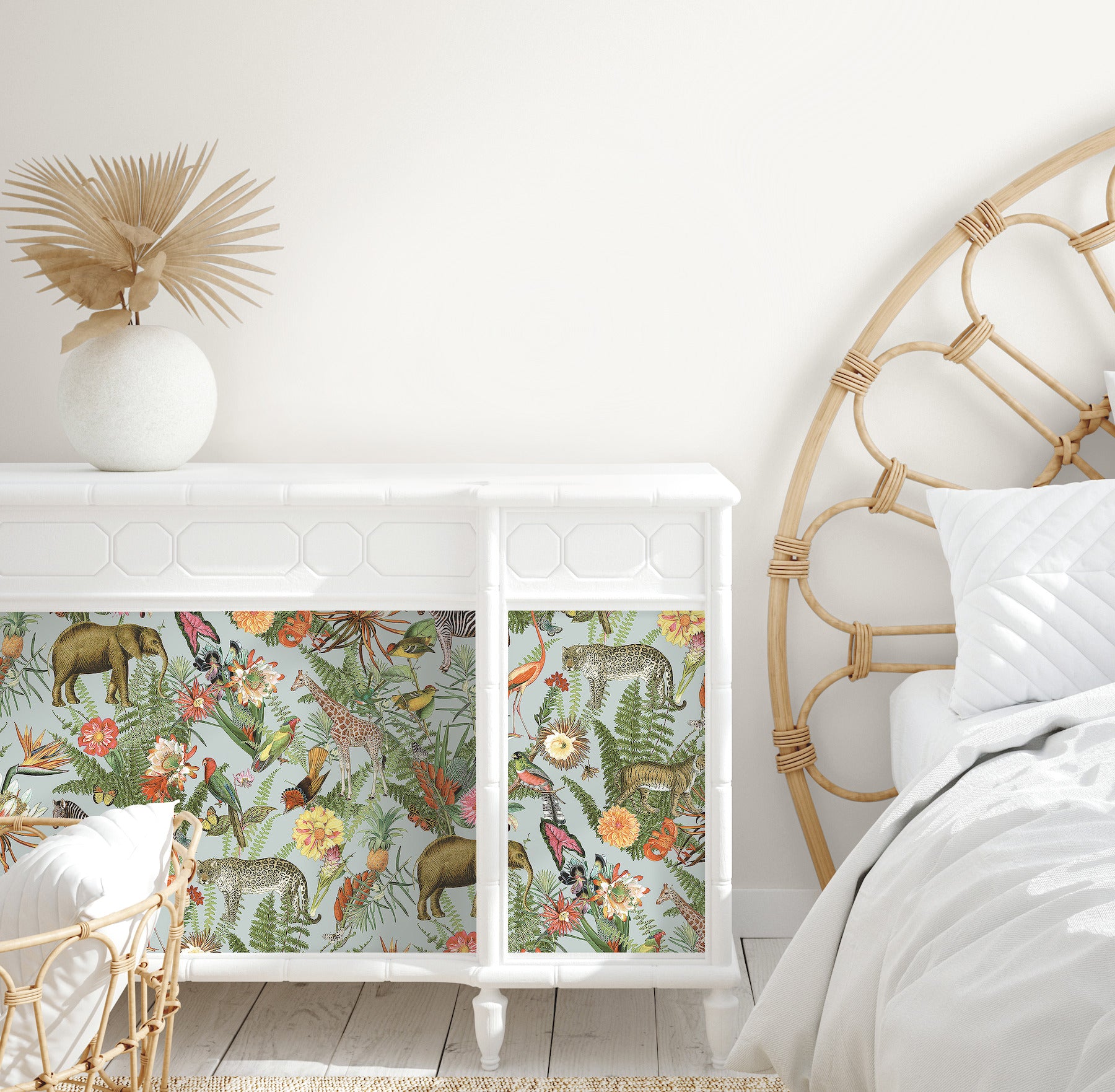 Tropical Zoo Peel & Stick Wallpaper in a room setting
