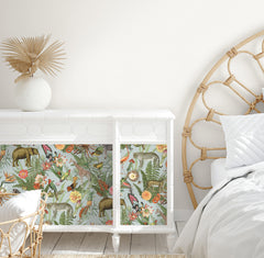 Tropical Zoo Peel & Stick Wallpaper in a room setting