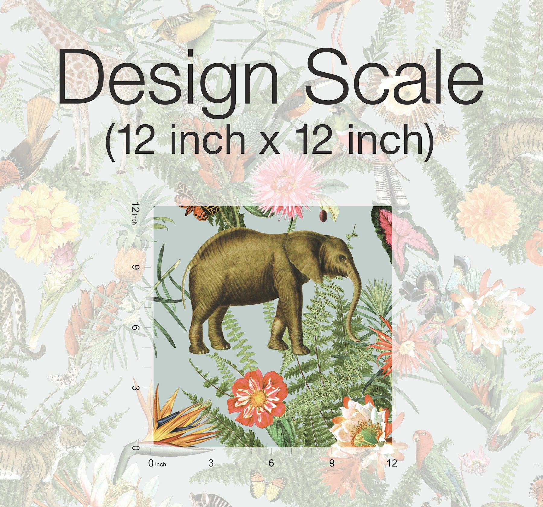 Tropical Zoo Peel & Stick Wallpaper pattern close-up