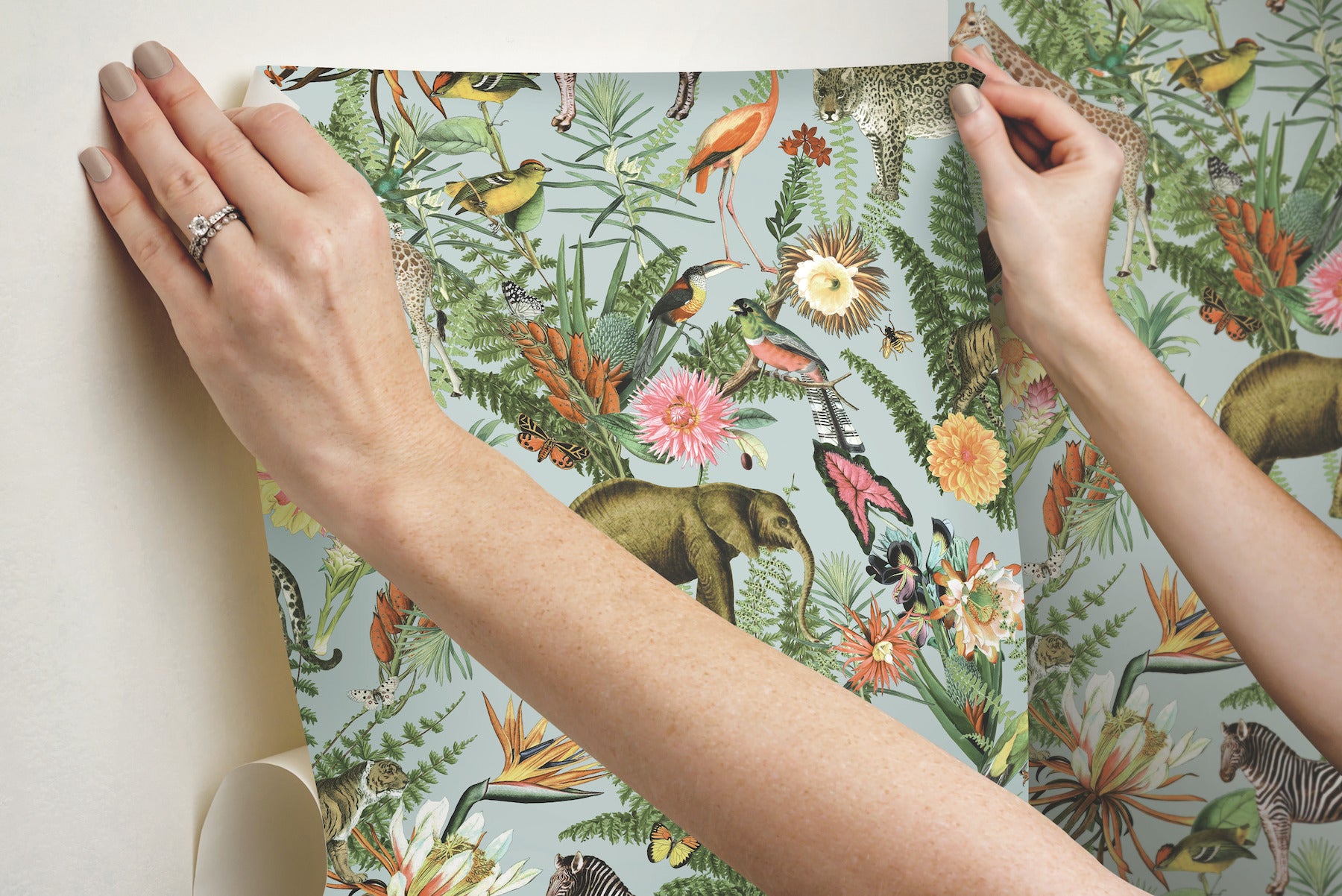 Tropical Zoo Peel & Stick Wallpaper - how to stick