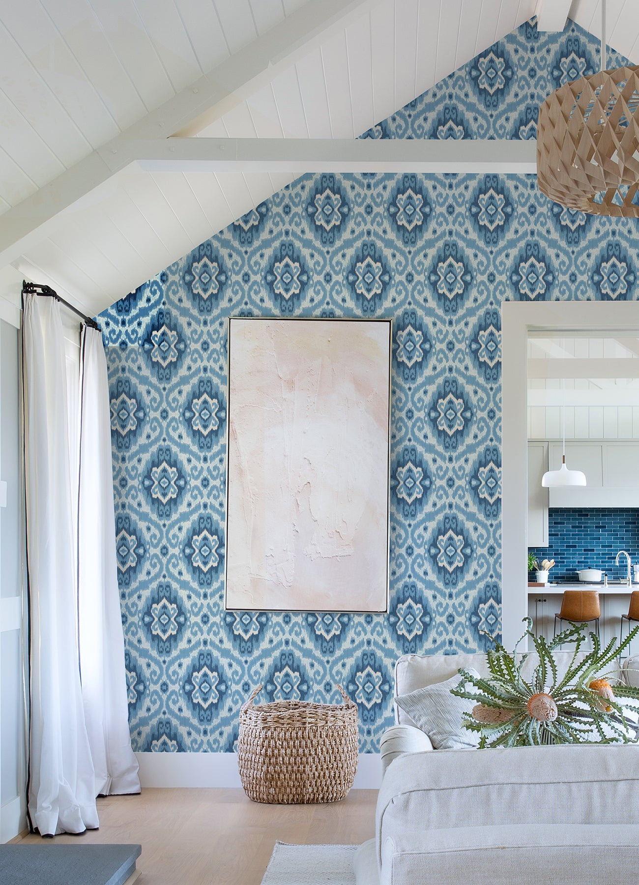 Bohemian Ikat Peel & Stick Wallpaper in a room setting