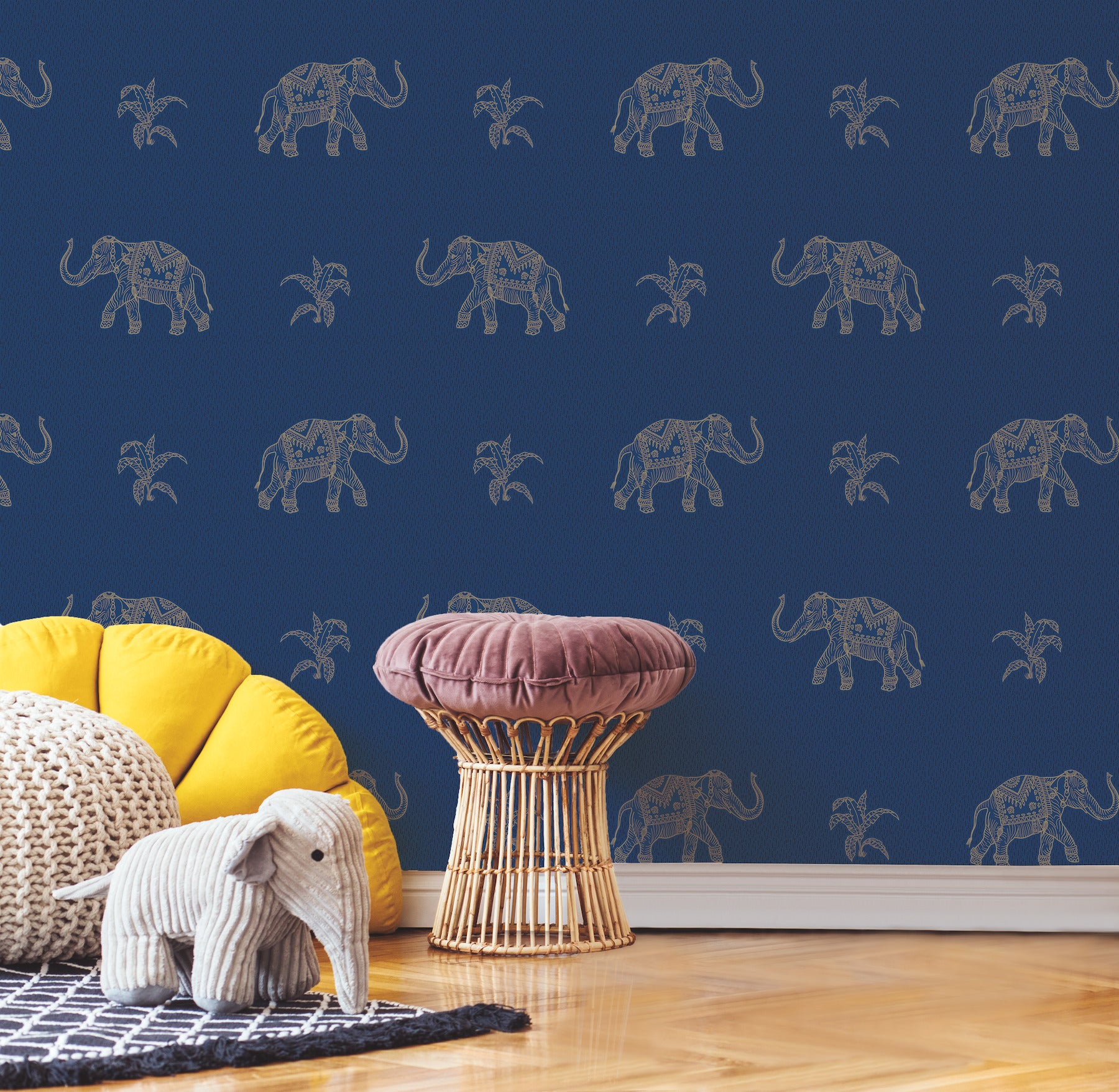 Elephant Walk Peel & Stick Wallpaper in a room setting