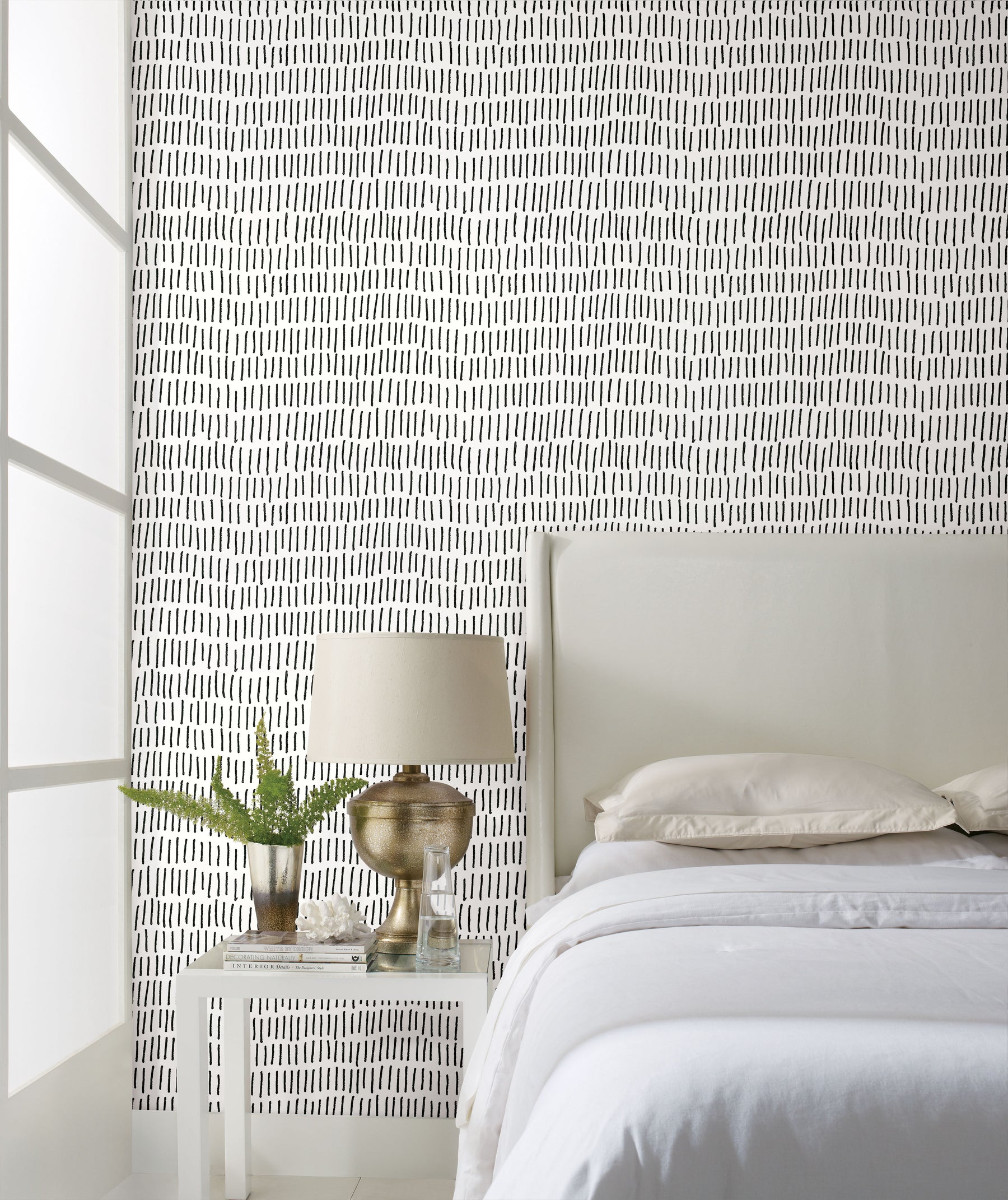 Tick Mark Peel and Stick Wallpaper in a room setting