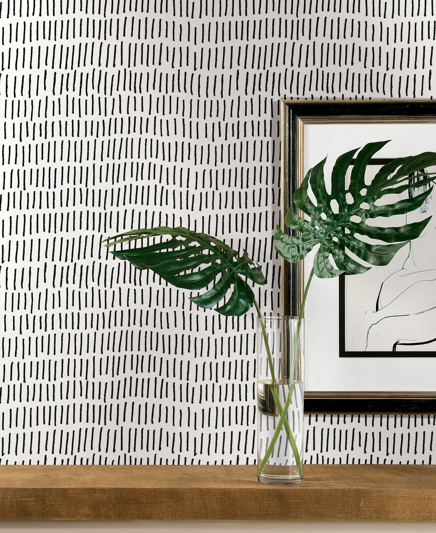 Tick Mark Peel and Stick Wallpaper in a room setting