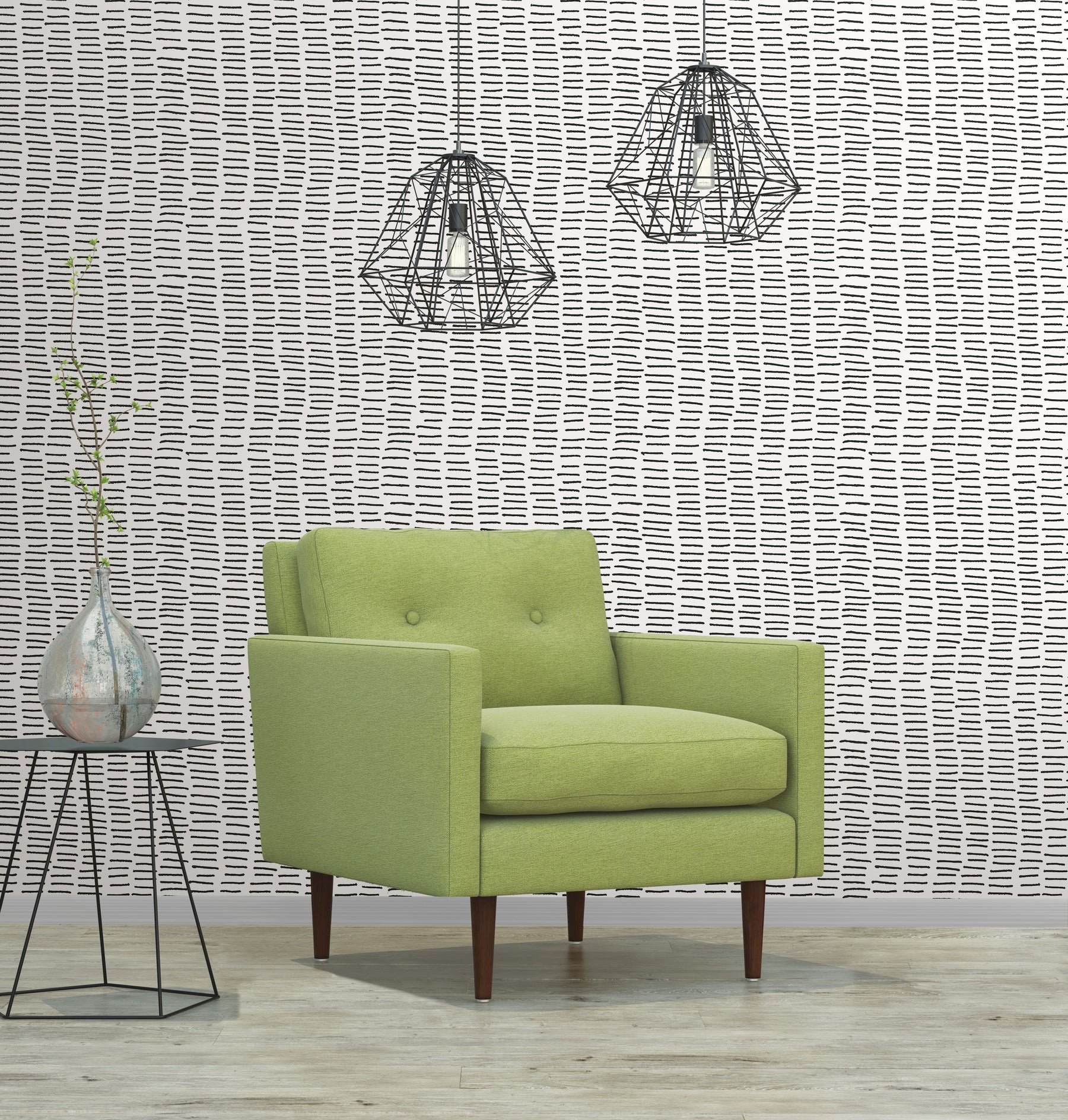 Tick Mark Peel and Stick Wallpaper in a room setting