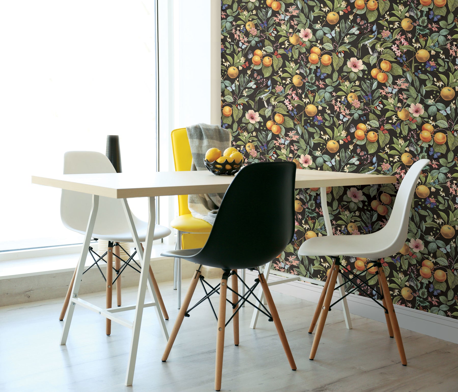 Citrus Peel and Stick Wallpaper in a room setting
