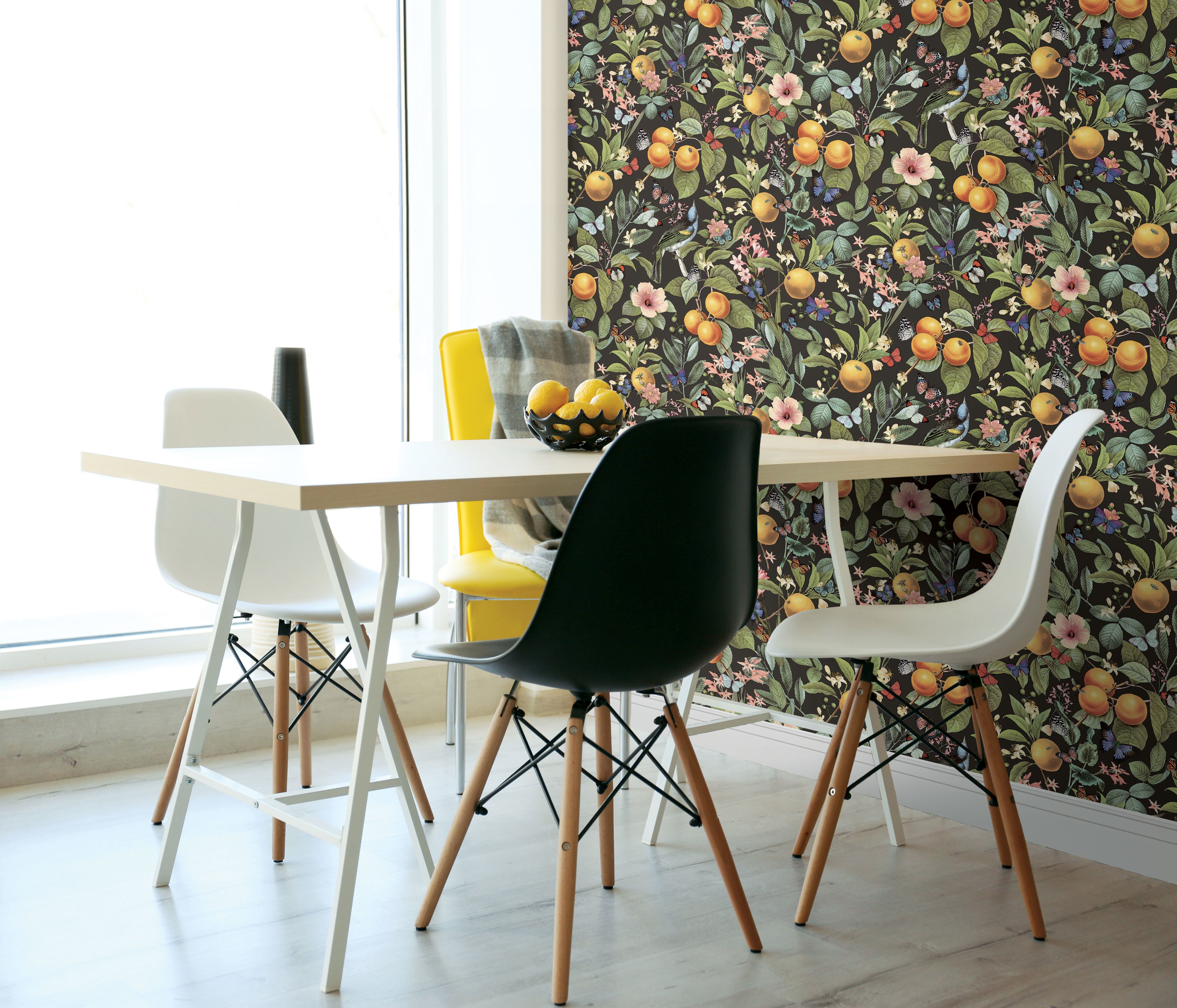 Citrus Peel and Stick Wallpaper in a room setting