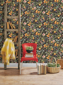 Citrus Peel and Stick Wallpaper in a room setting