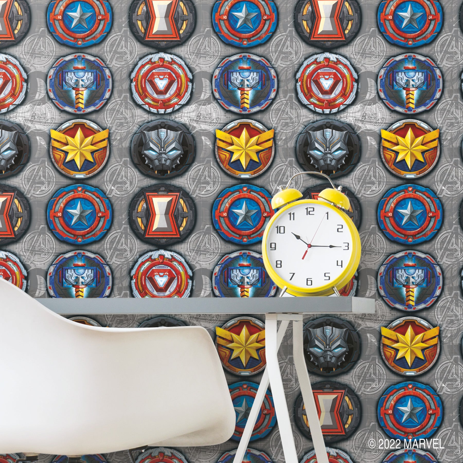 Avengers Emblems Peel and Stick Wallpaper in a room setting