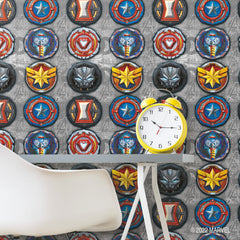 Avengers Emblems Peel and Stick Wallpaper in a room setting
