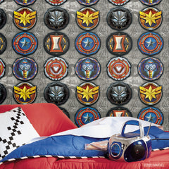 Avengers Emblems Peel and Stick Wallpaper in a room setting