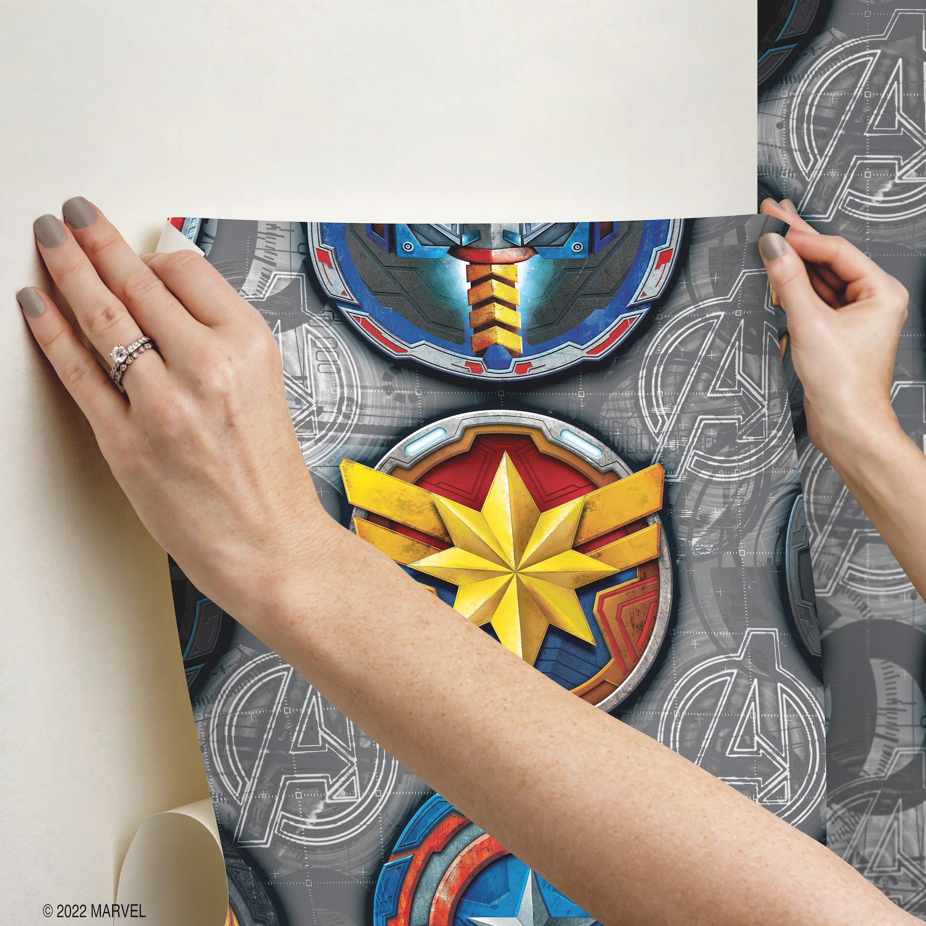 Avengers Emblems Peel and Stick Wallpaper - how to stick