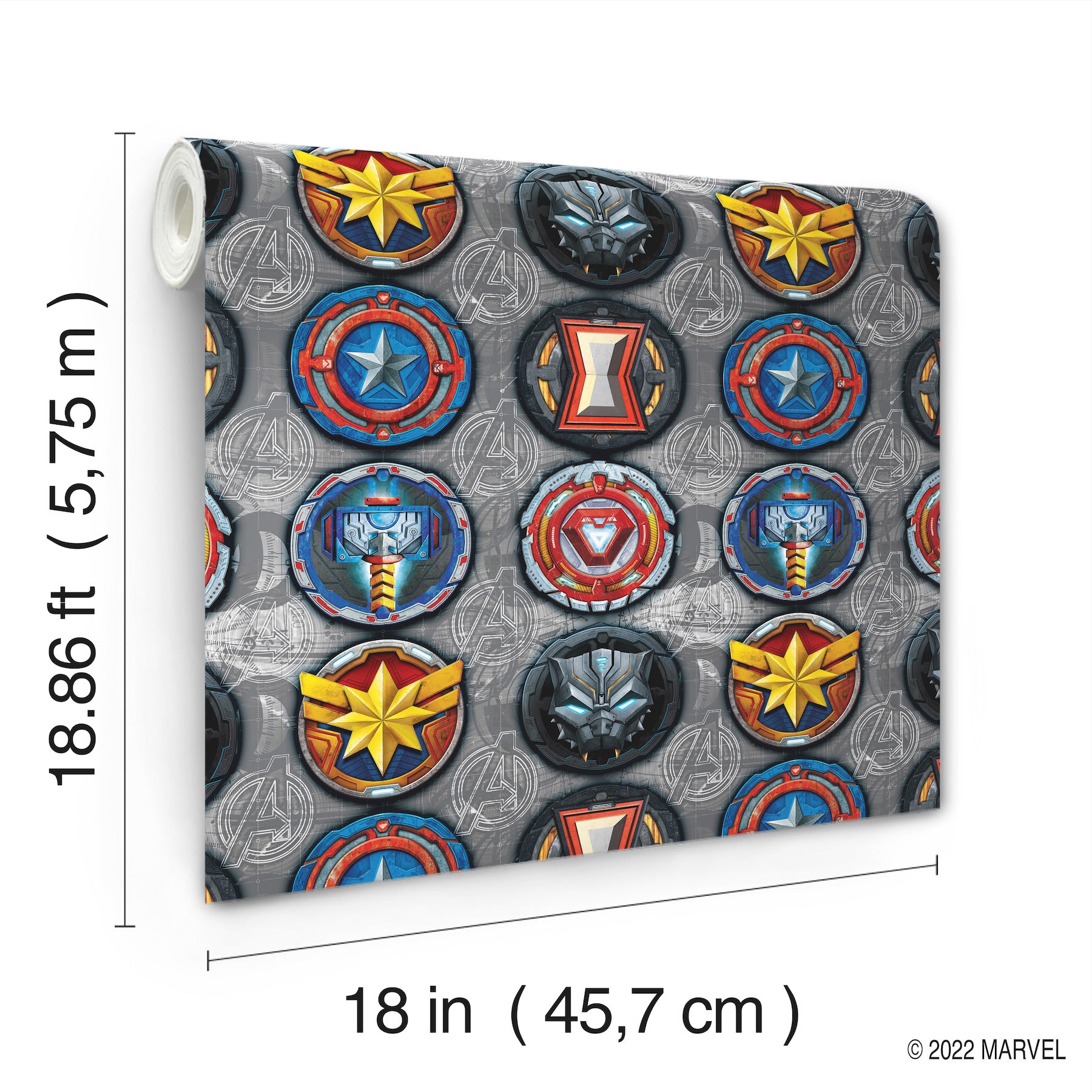 Avengers Emblems Peel and Stick Wallpaper - dimensions