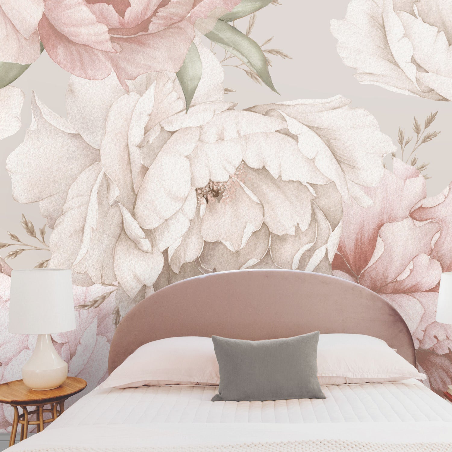 Watercolor Floral P&S Wall Murals in a room setting