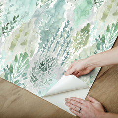 Watercolor Tree Mosaic P&S Wallpaper peel step