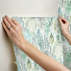 Watercolor Tree Mosaic P&S Wallpaper stick step