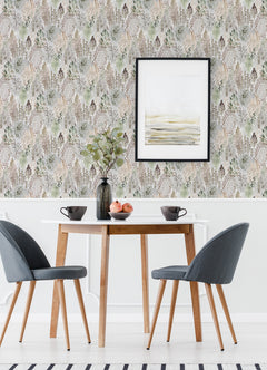 Watercolor Tree Mosaic P&S Wallpaper in a room setting