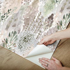 Watercolor Tree Mosaic P&S Wallpaper peel step