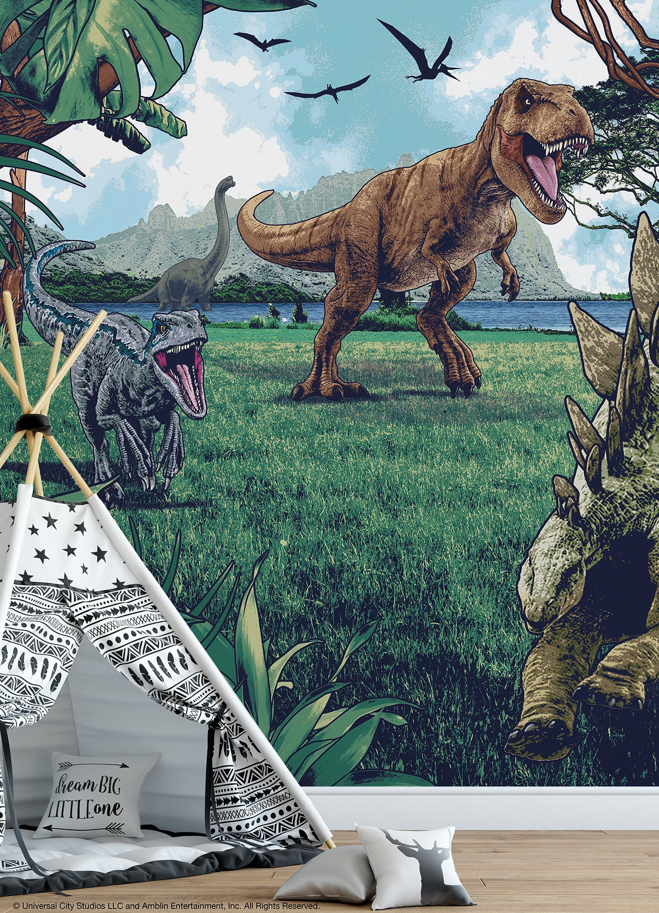 Jurassic Park P&S Wall Murals in a room setting