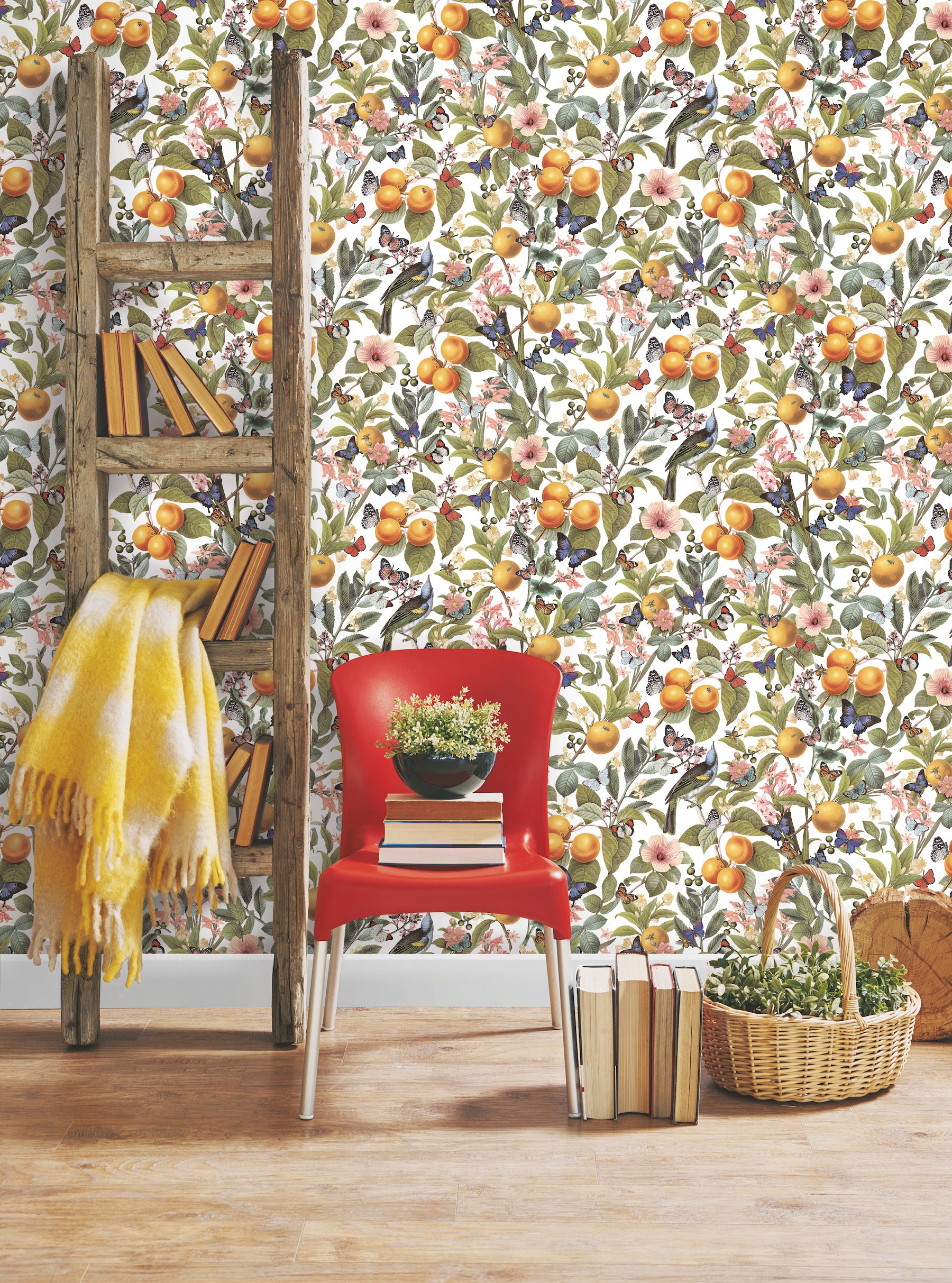 Citrus Peel and Stick Wallpaper in a room setting